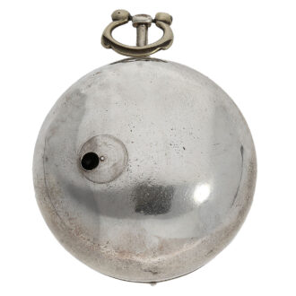 This particular timepiece boasts a double open faced case made of silver, with the master's mark IP etched onto it.