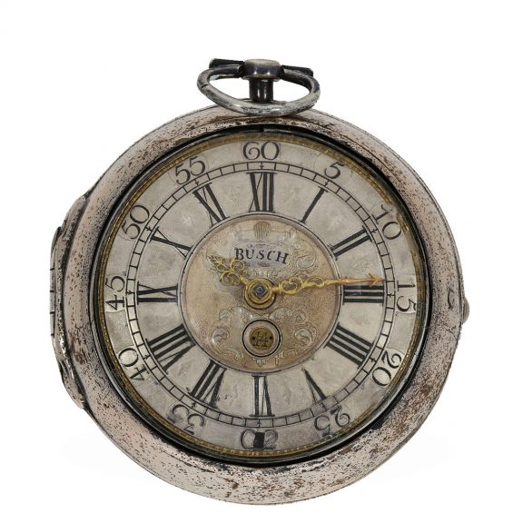 German silver pocket watch with date Circa 1698