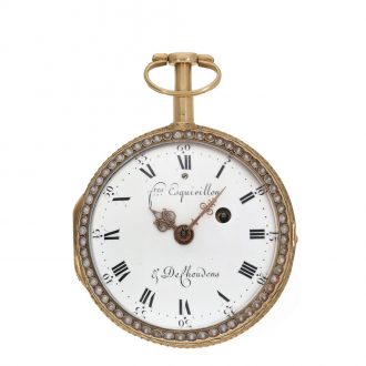 Swiss French 18 carat gold and enamel verge watch Circa 1780 Swiss French 18 carat gold and enamel verge watch Circa 1780
