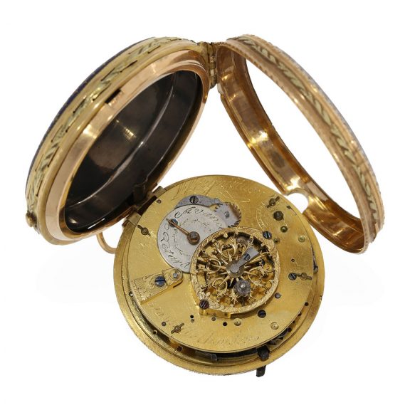Swiss French 18 carat gold and enamel verge watch Circa 1780 Swiss French 18 carat gold and enamel verge watch Circa 1780