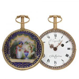 Swiss French 18 carat gold and enamel verge watch Circa 1780