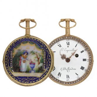 Swiss French 18 carat gold and enamel verge watch Circa 1780