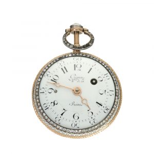 French 18 carat gold and enamel repeater verge watch Circa 1785