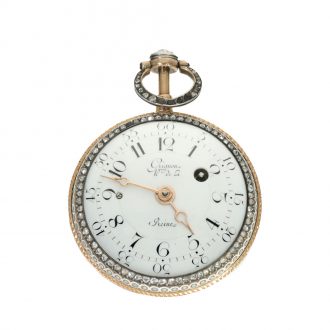 French 18 carat gold and enamel repeater verge watch Circa 1785