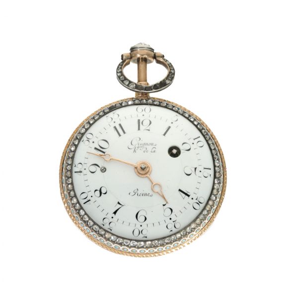 French 18 carat gold and enamel repeater verge watch Circa 1785