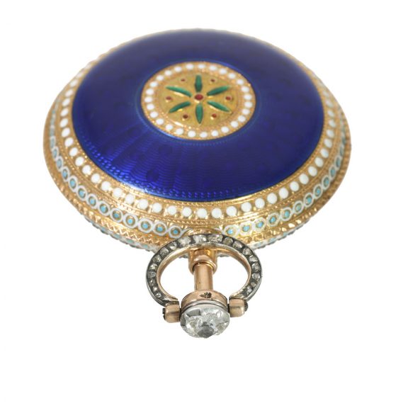 French 18 carat gold and enamel repeater verge watch Circa 1785 French 18 carat gold and enamel repeater verge watch Circa 1785