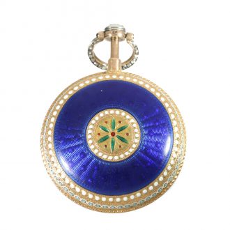 French 18 carat gold and enamel repeater verge watch Circa 1785