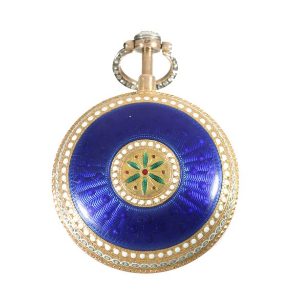 French 18 carat gold and enamel repeater verge watch Circa 1785 French 18 carat gold and enamel repeater verge watch Circa 1785