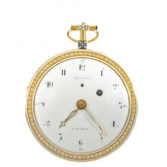 English French 18K gold and enamel verge watch Circa 1790