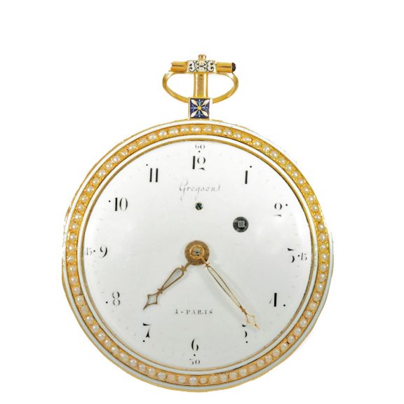 English French 18K gold and enamel verge watch Circa 1790 English French 18K gold and enamel verge watch Circa 1790