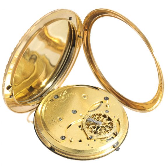 French 18 carat gold and enamel verge watch Souvenir L'Amitié Circa 1790 French 18 carat gold and enamel verge watch Souvenir L'Amitié Circa 1790