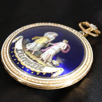 French 18 carat gold and enamel verge watch Souvenir L'Amitié Circa 1790