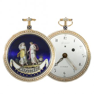 English French 18K gold and enamel verge watch Circa 1790