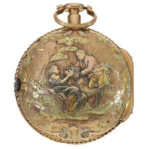 French 18K gold quarter repeating verge watch Circa 1750
