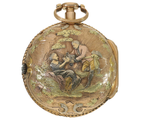 French 18K gold quarter repeating verge watch Circa 1750