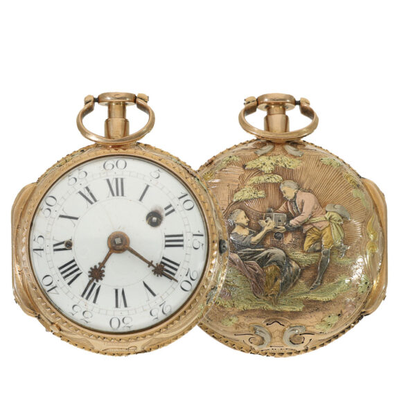 French 18K gold quarter repeating verge watch Circa 1750 French 18K gold quarter repeating verge watch Circa 1750