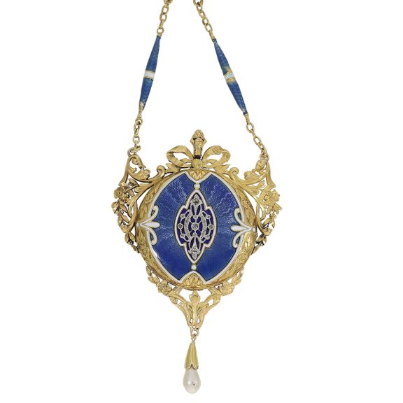 French pendant lever watch gold platinum enamel Circa 1910 French pendant lever watch gold platinum enamel Circa 1910