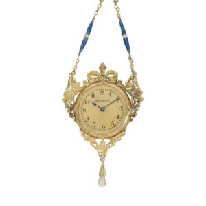 French pendant lever watch gold platinum enamel Circa 1910