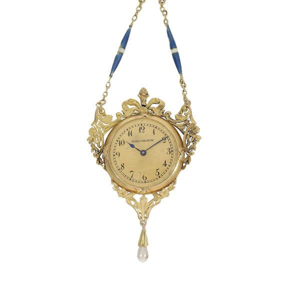 French pendant lever watch gold platinum enamel Circa 1910 French pendant lever watch gold platinum enamel Circa 1910