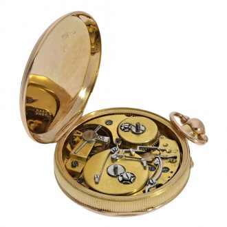 French 18 carat gold small and rare musical watch Circa 1820
