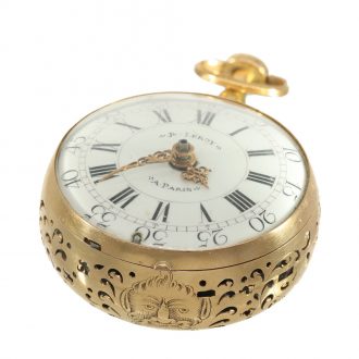French 18 Carat gold Rococo verge watch with painting Circa 1760