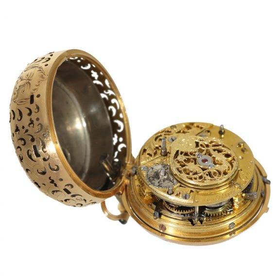 French 18 Carat gold Rococo verge watch with painting Circa 1760 French 18 Carat gold Rococo verge watch with painting Circa 1760