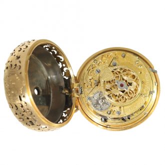 French 18 Carat gold Rococo verge watch with painting Circa 1760