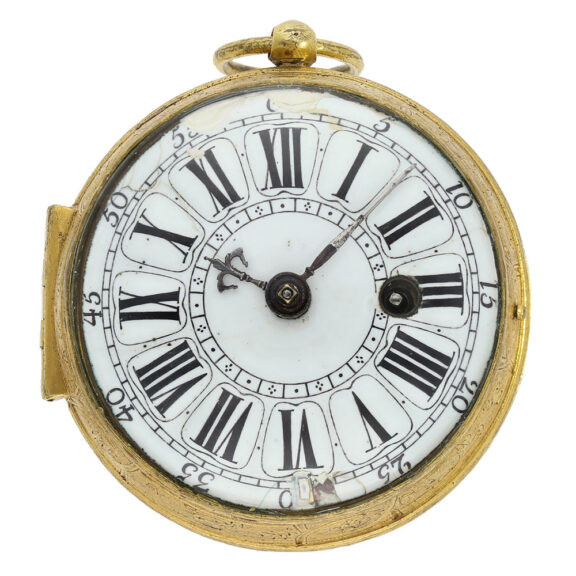 Rare French oignon watch with relief case and silver factory decoration Circa 1710