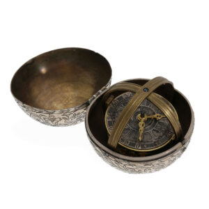 German silver globe watch with gimbal suspension Circa 1700