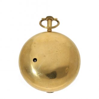 English gilt brass exquisite small enamel coach clock Circa 1780