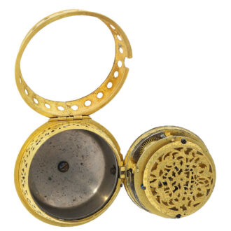 The movement of the watch features a bell, verge escapement and an hour and quarter hour repeater