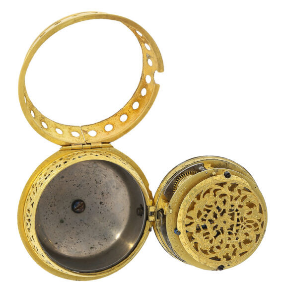 The movement of the watch features a bell, verge escapement and an hour and quarter hour repeater The movement of the watch features a bell, verge escapement and an hour and quarter hour repeater