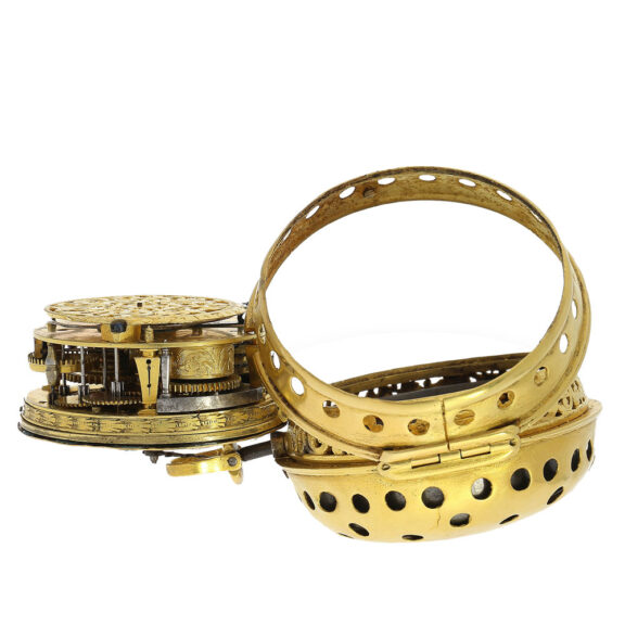 The movement of the watch features a bell, verge escapement and an hour and quarter hour repeater The movement of the watch features a bell, verge escapement and an hour and quarter hour repeater