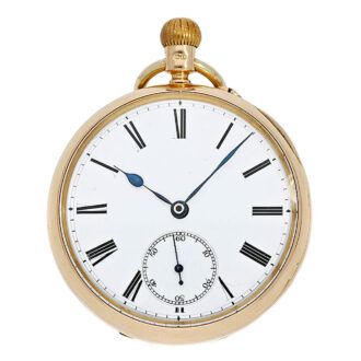 English gold precision pocket watch with carousel Circa 1900