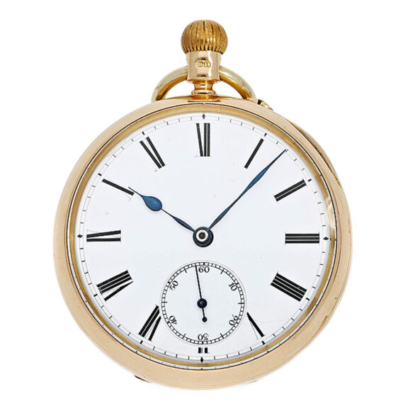 English gold precision pocket watch with carousel Circa 1900