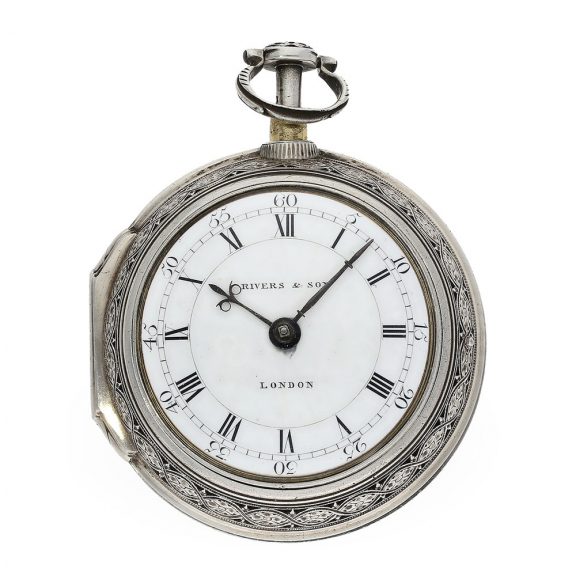 Early English silver triple cased watch with striking mechanism Circa 1785 Early English silver triple cased watch with striking mechanism Circa 1785