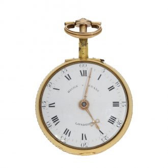 English 18 carat gold and enamel verge watch with strike on bell Circa 1800