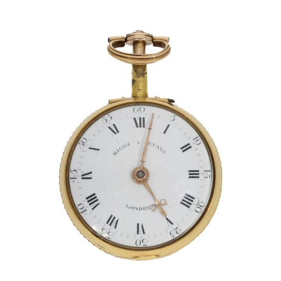 English 18 carat gold and enamel verge watch with strike on bell Circa 1800 English 18 carat gold and enamel verge watch with strike on bell Circa 1800