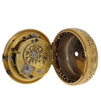 English 18 carat gold and enamel verge watch with strike on bell Circa 1800