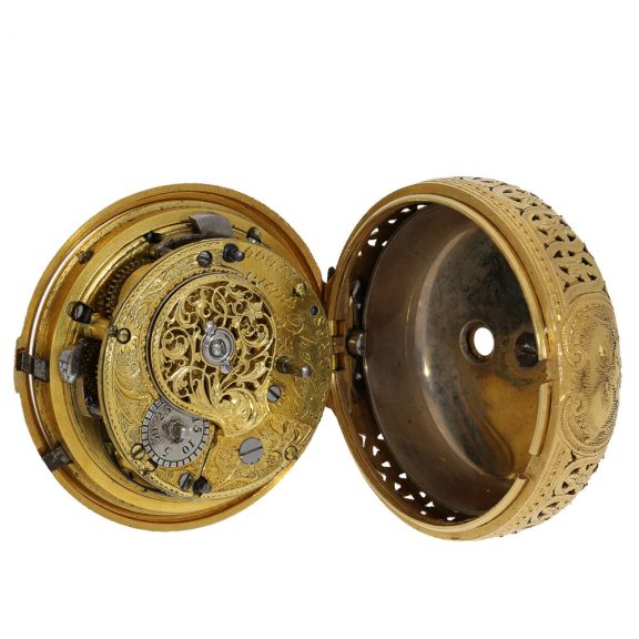 English 18 carat gold and enamel verge watch with strike on bell Circa 1800 English 18 carat gold and enamel verge watch with strike on bell Circa 1800