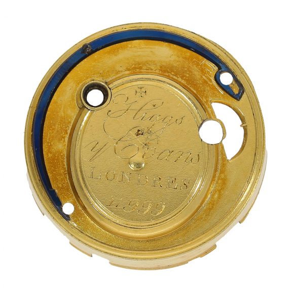 English 18 carat gold and enamel verge watch with strike on bell Circa 1800 English 18 carat gold and enamel verge watch with strike on bell Circa 1800
