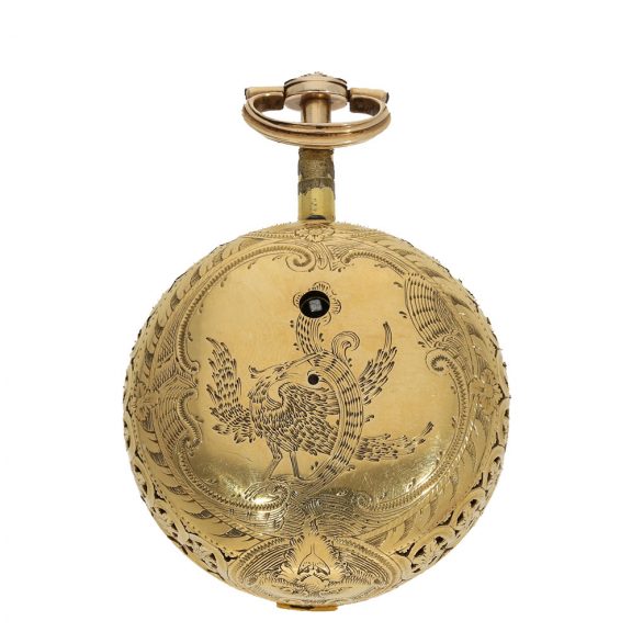 English 18 carat gold and enamel verge watch with strike on bell Circa 1800 English 18 carat gold and enamel verge watch with strike on bell Circa 1800