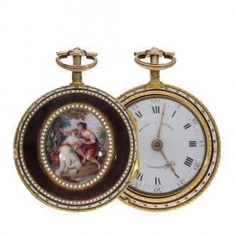 English 18 carat gold and enamel verge watch with strike on bell Circa 1800