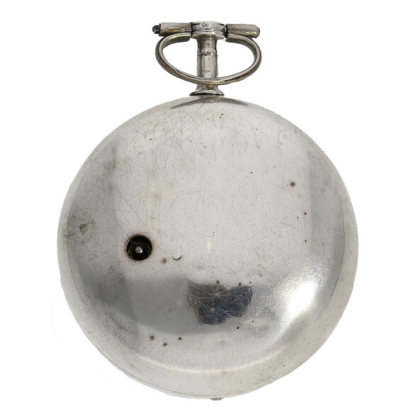 The outer case of the watch is made of silver and features a full hunter design that is covered with ray skin The outer case of the watch is made of silver and features a full hunter design that is covered with ray skin