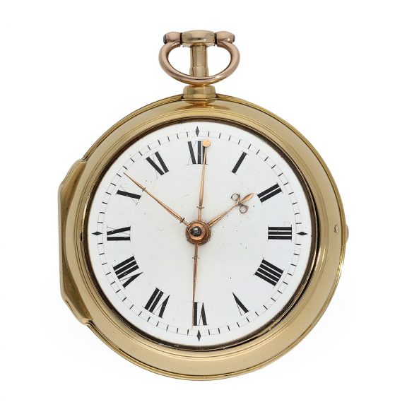 English 18 Carat gold cylinder watch with center seconds Circa 1782