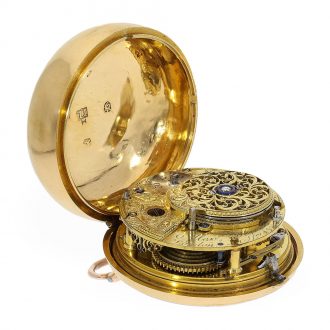 English 18 Carat gold cylinder watch with center seconds Circa 1782