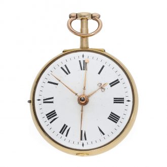 English 18 Carat gold cylinder watch with center seconds Circa 1782
