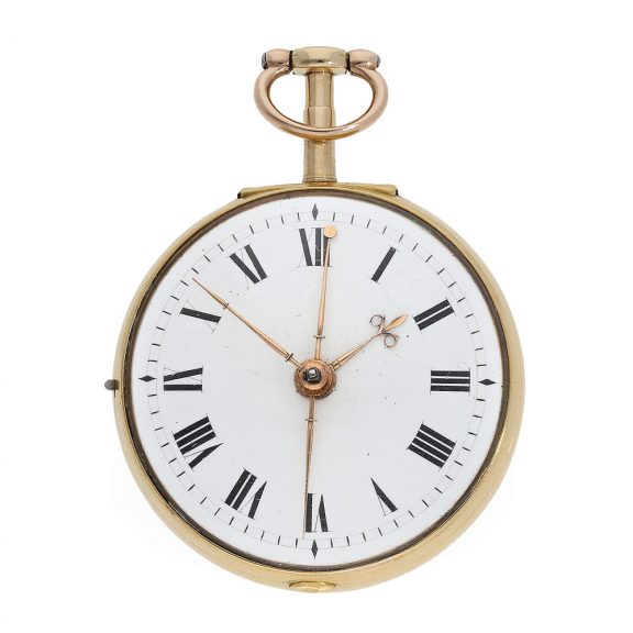 English 18 Carat gold cylinder watch with center seconds Circa 1782 English 18 Carat gold cylinder watch with center seconds Circa 1782