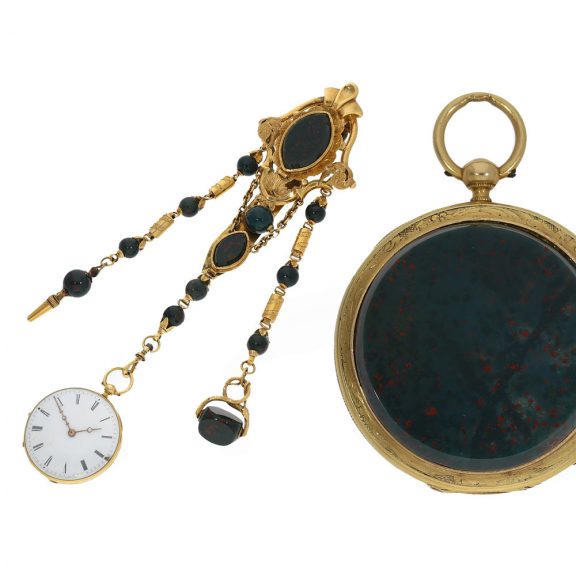 Swiss 18 carat gold rare lépine pocket watch with chatelaine Circa 1850 Swiss 18 carat gold rare lépine pocket watch with chatelaine Circa 1850
