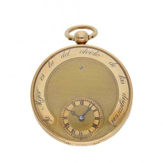 French 18 carat gold and enamel lépine watch in Tavernier case Circa 1805